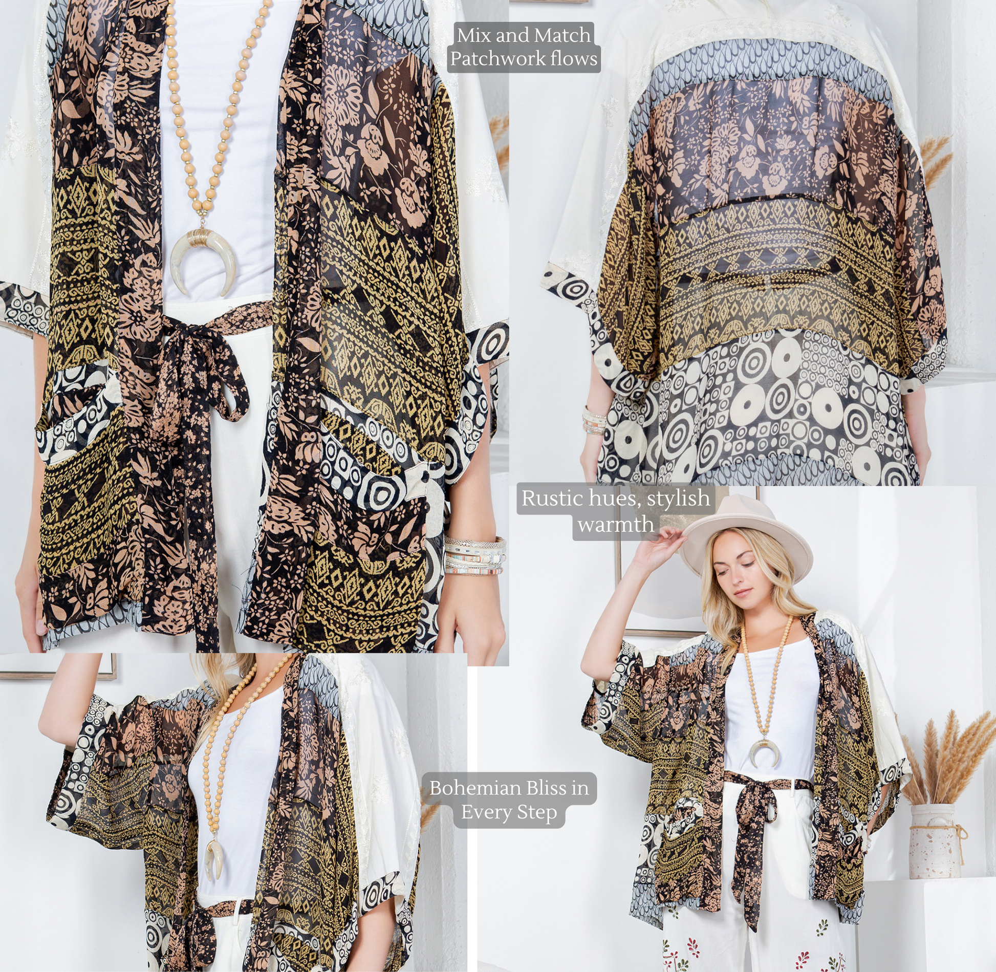 Boho Kimono Patchwork Summer Shrug