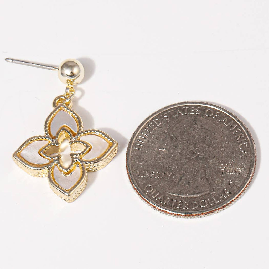 Double Layer Clover 14K Plated Post Earrings