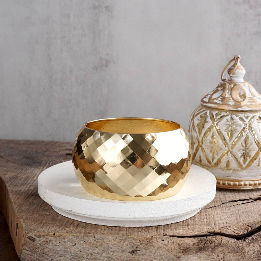 Starlume Radiance – Faceted Wide Gold Hinge Cuff