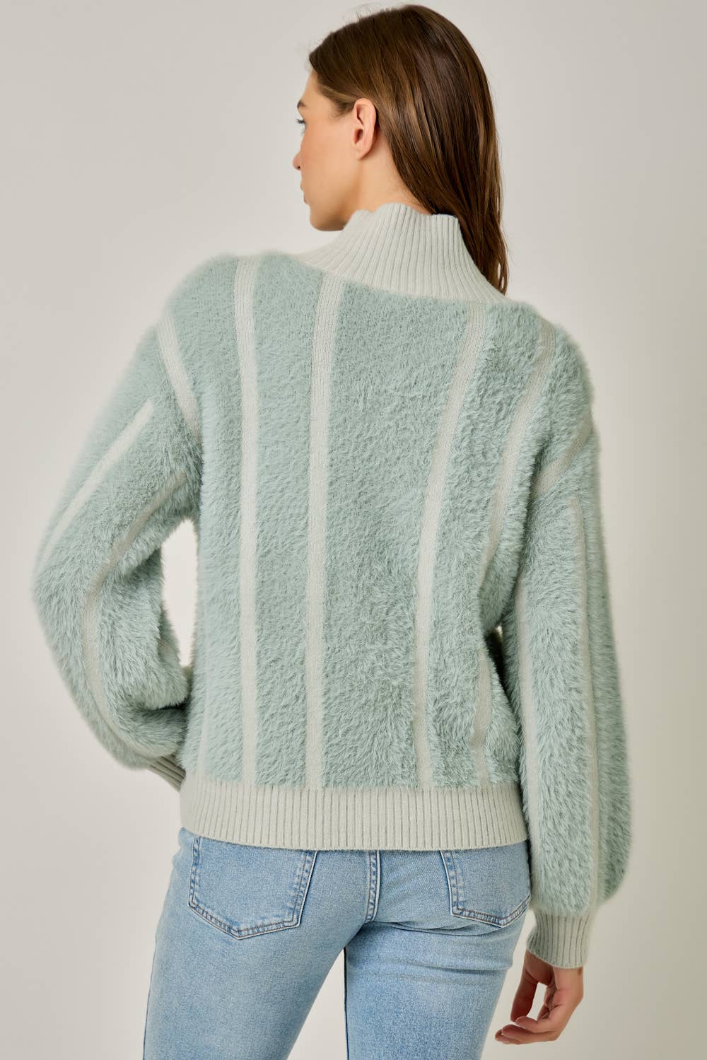 Fuzzy Zip-Up Sweater Jacket