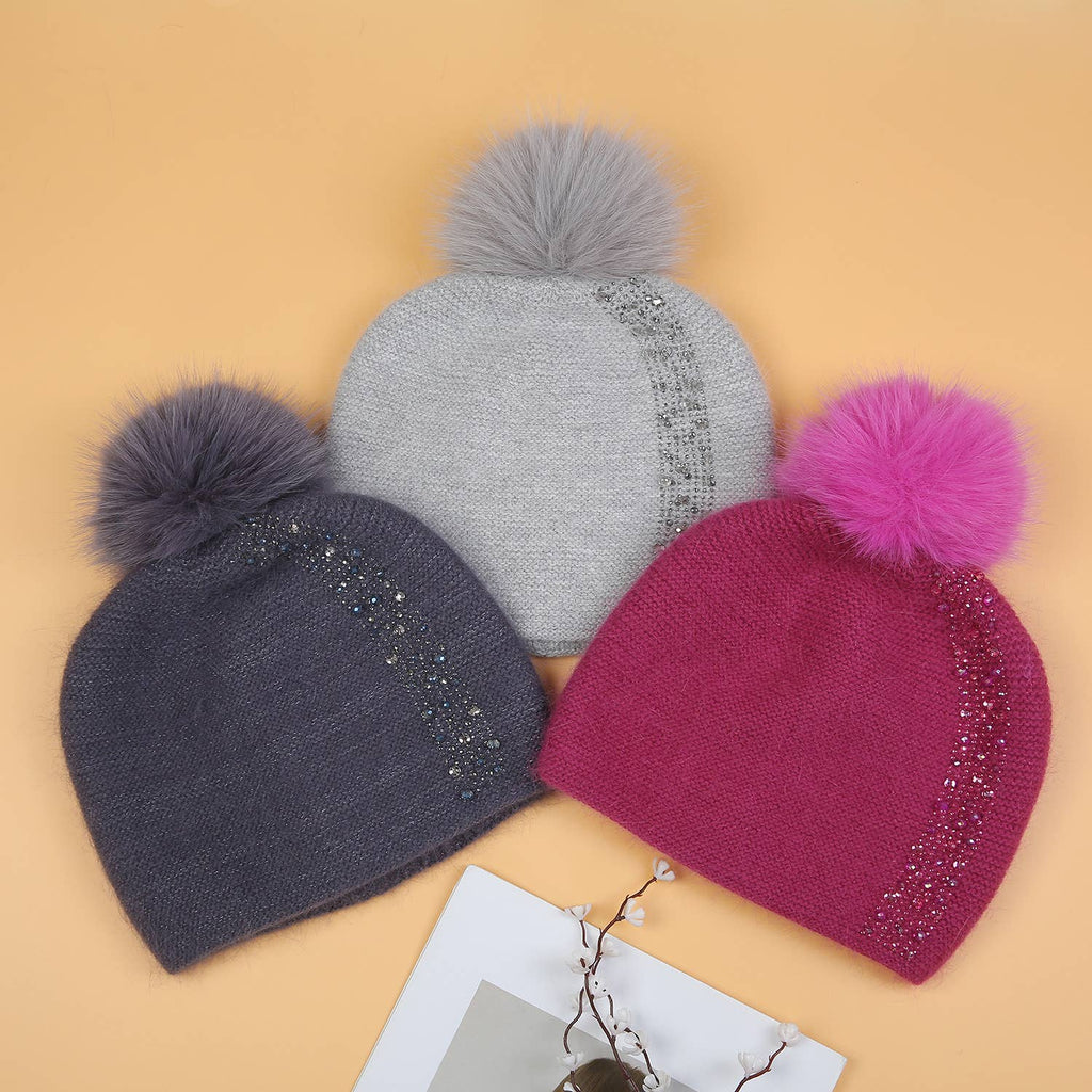 Elegant Sparkle Embellished Pompom Hat