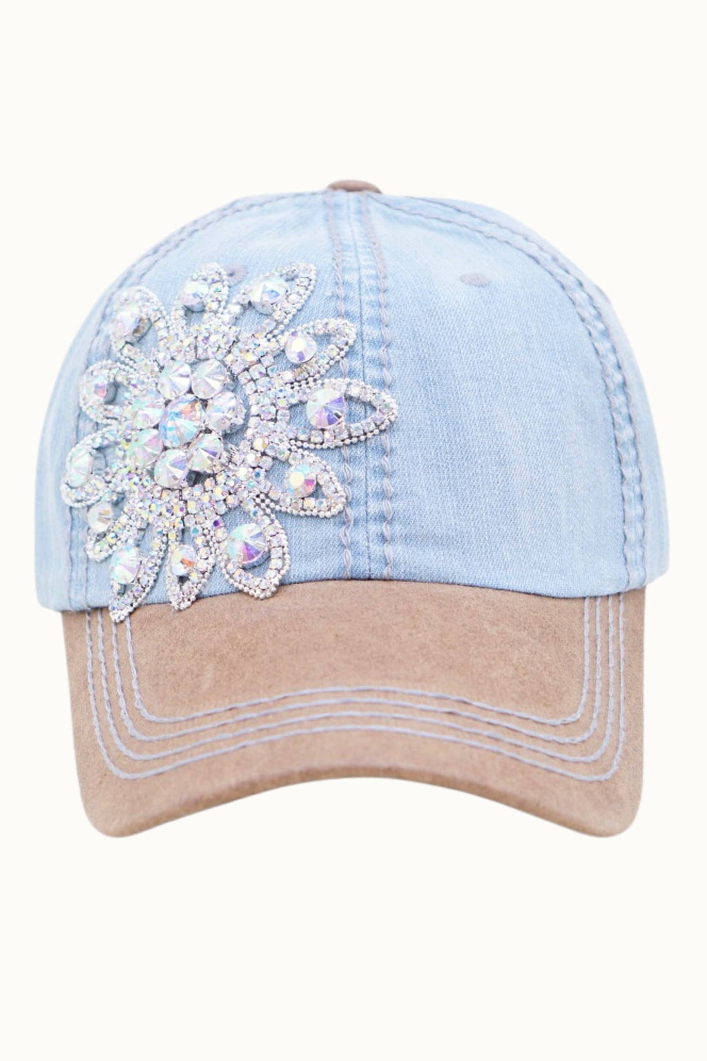 Sunflower Bejeweled Glitz Two-Toned Cap, Adjustable