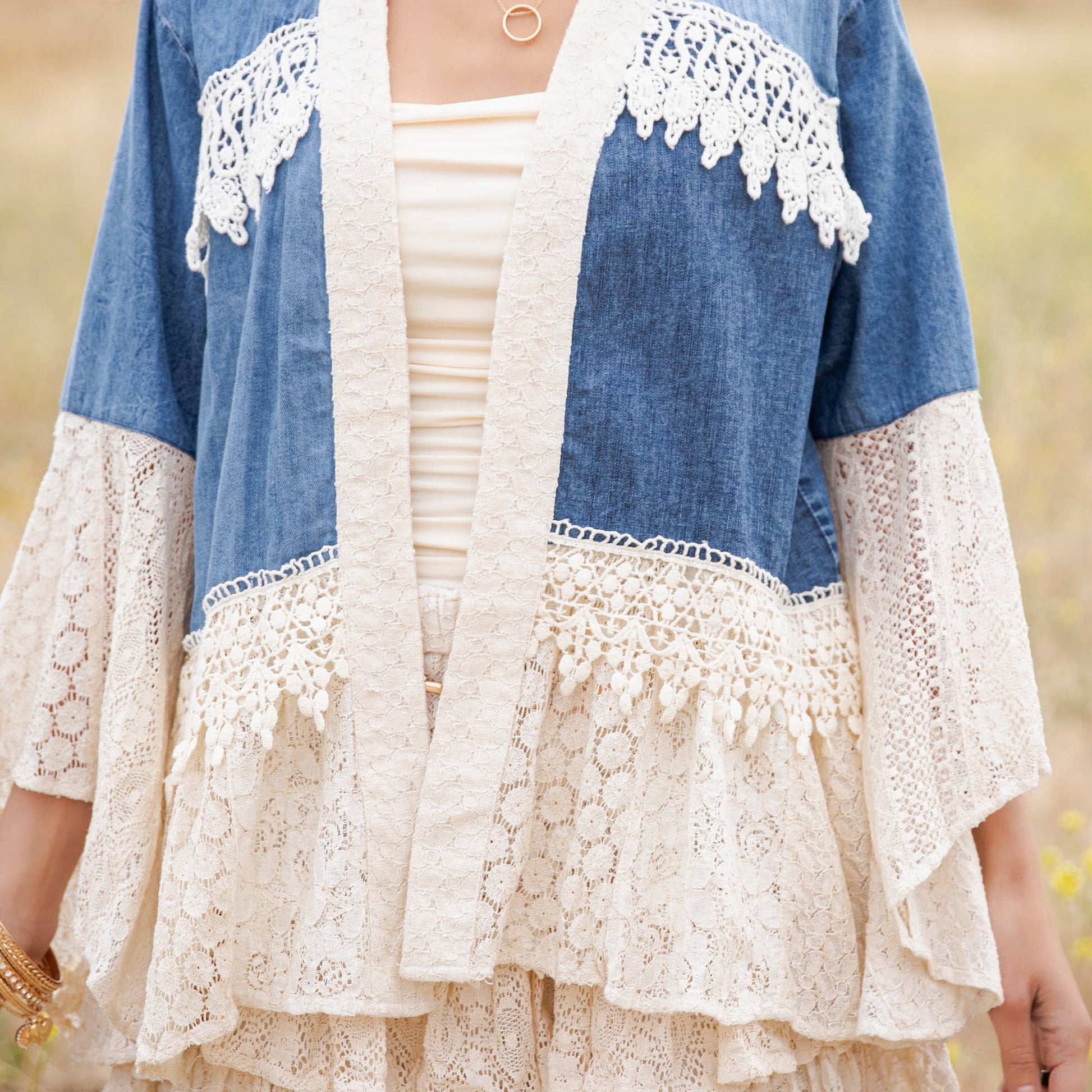 Desert Dream Denim & Lace Kimono