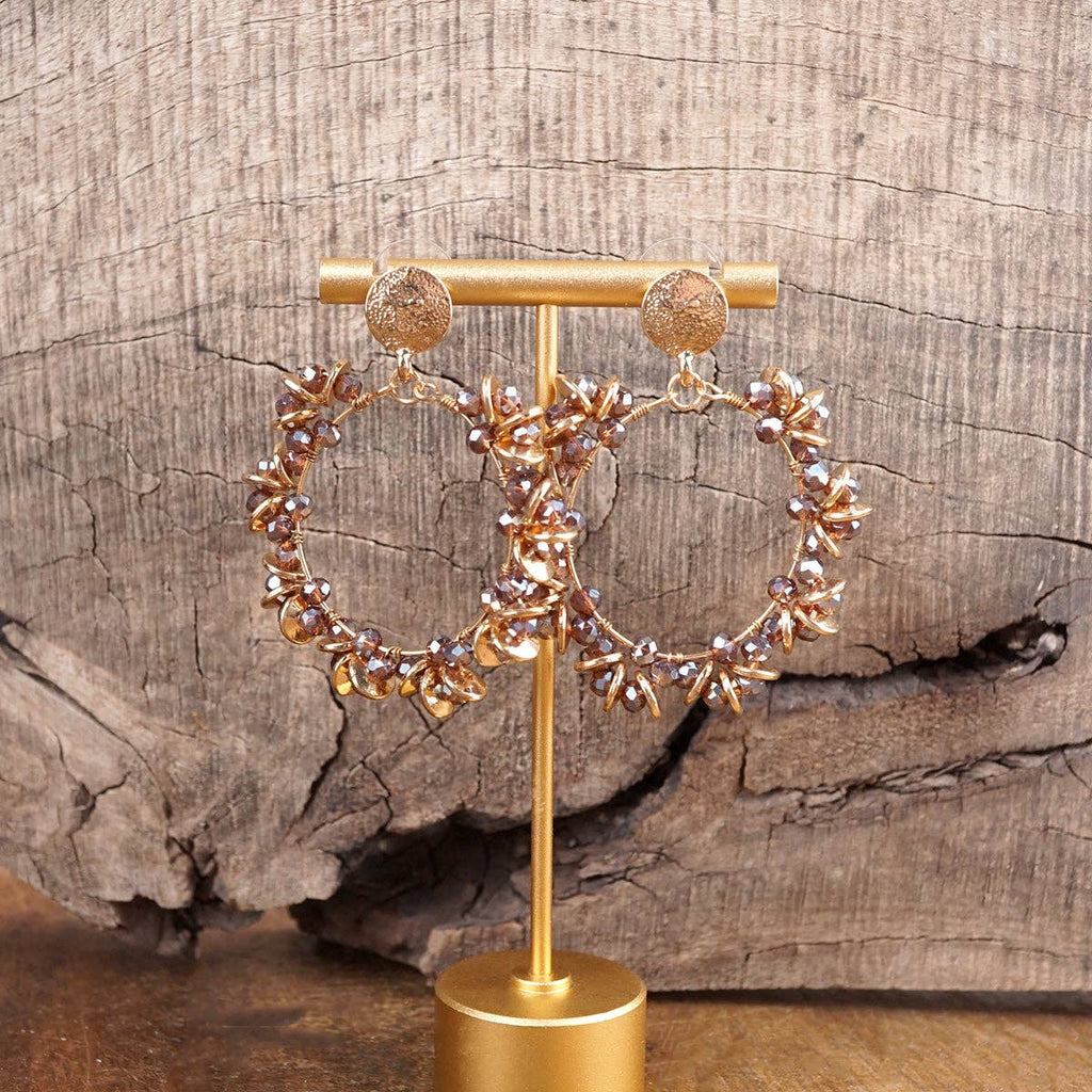 Violet Ember – Beaded Circle Drop Earrings