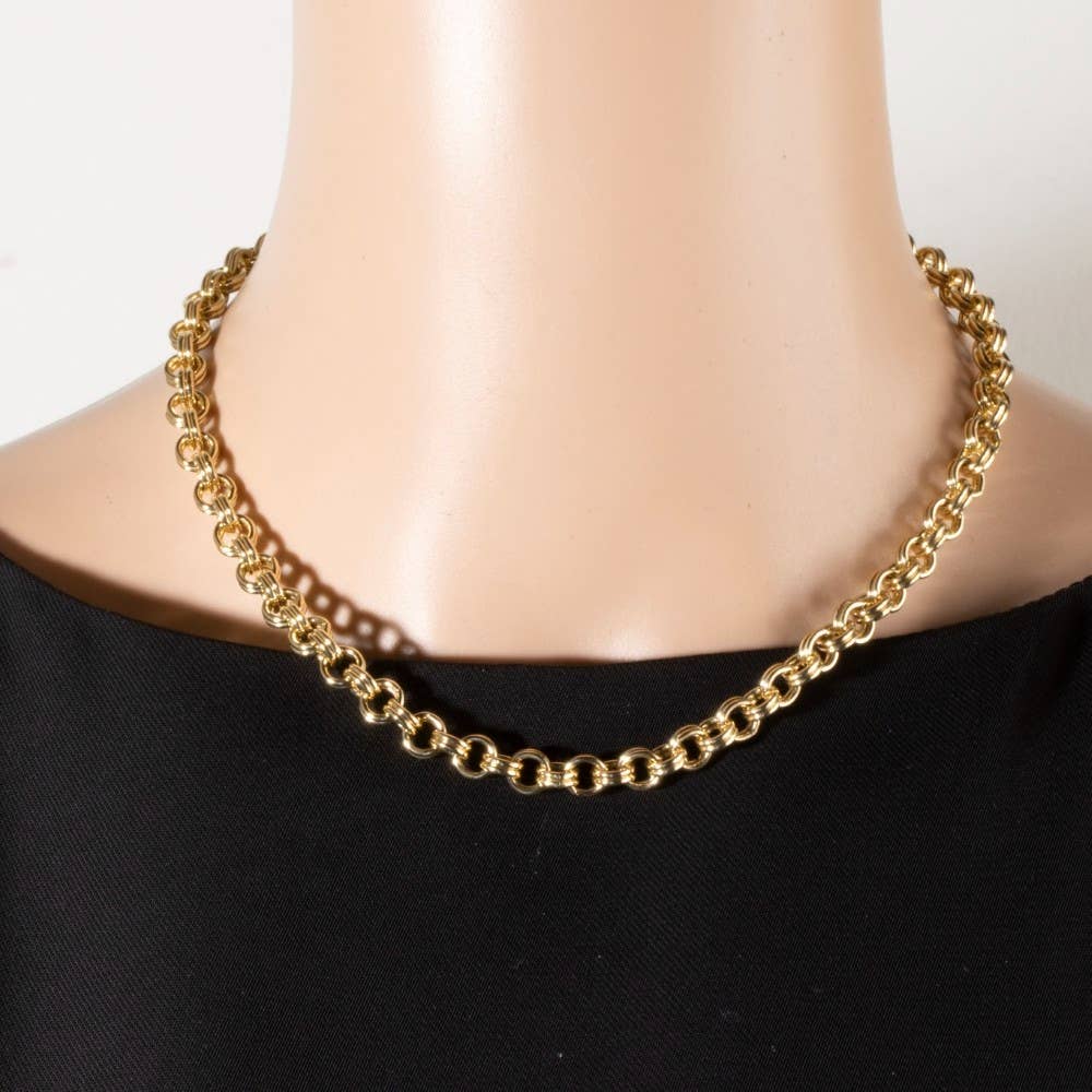 Gold Dipped Double Rolo Chain Necklace