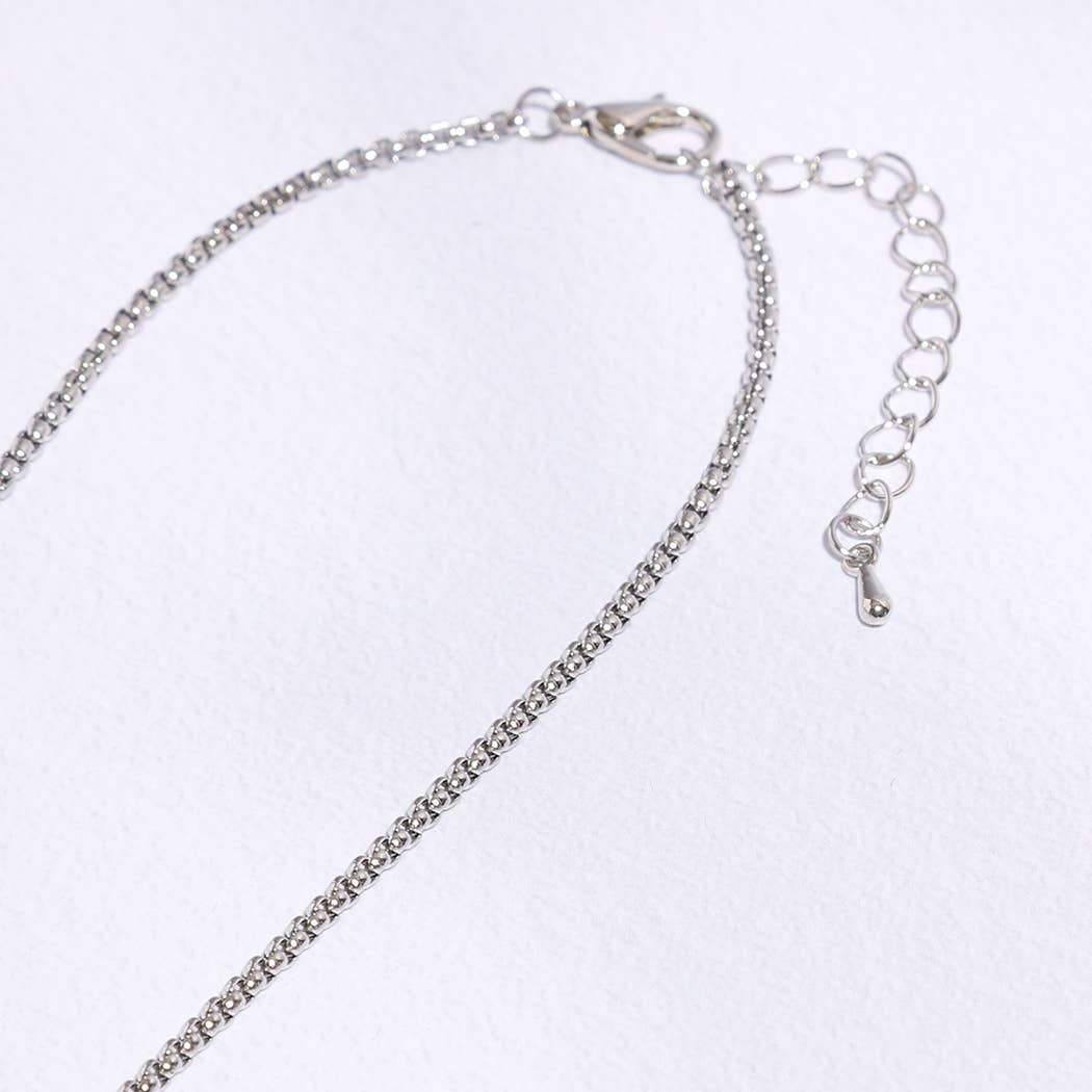 Round Pave Pendant Chain Necklace