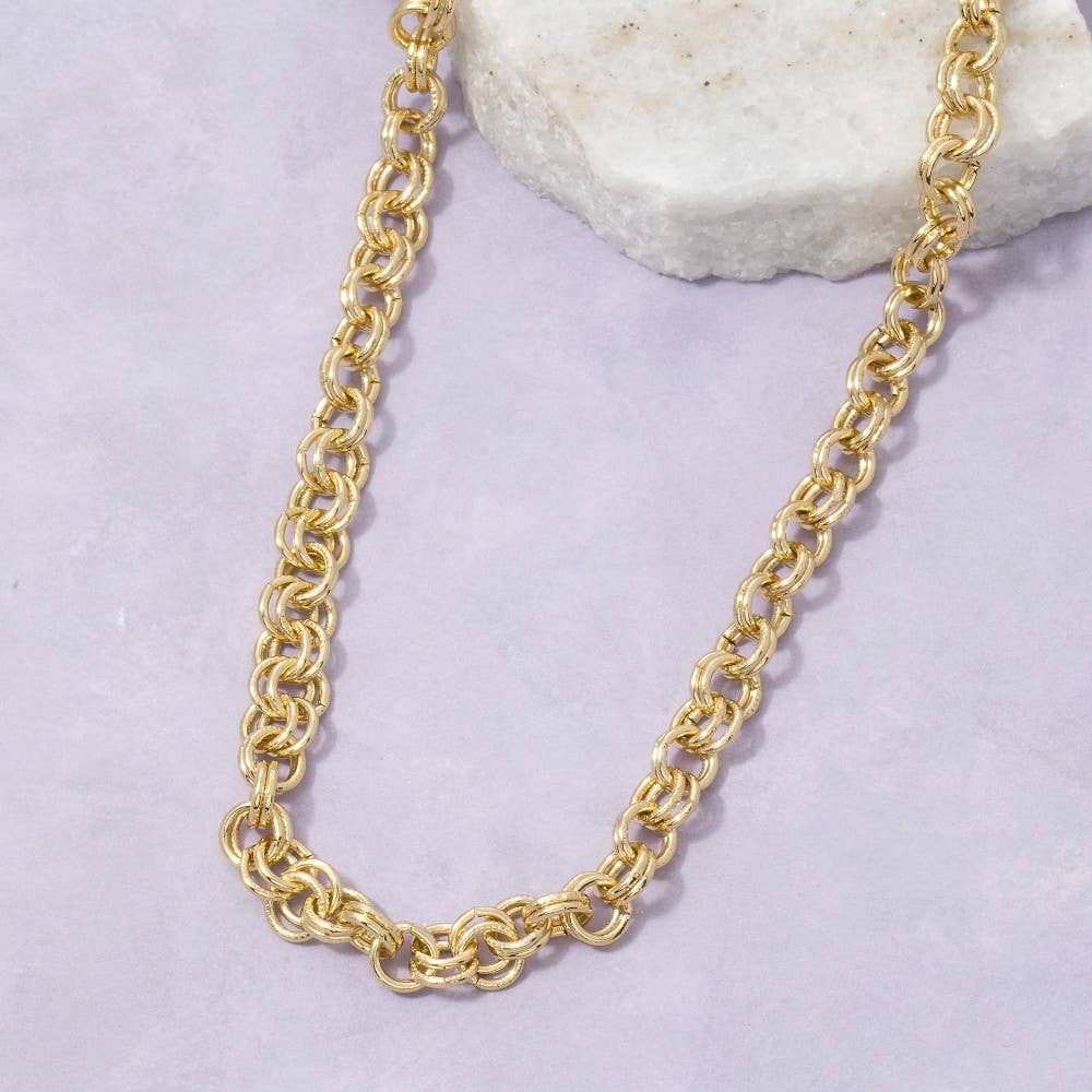 Double Rolo Chain Gold Dipped Chain Necklace