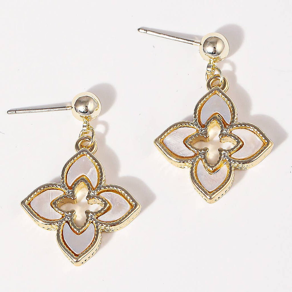 Double Layer Clover 14K Plated Post Earrings