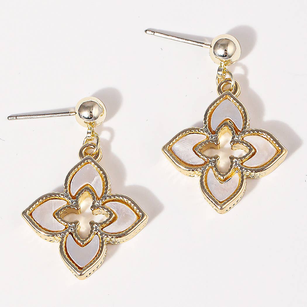 Double Layer Clover 14K Plated Post Earrings