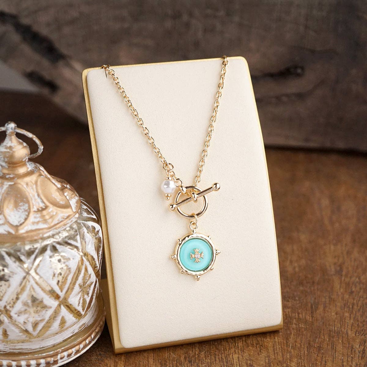 Cross Medallion Toggle Necklace