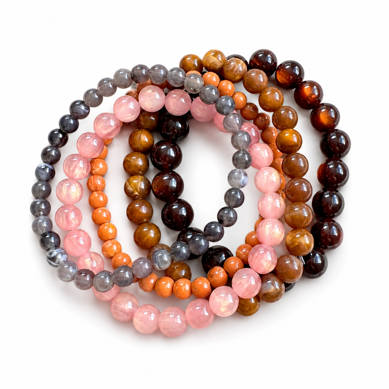 Acrylic Beaded Stretch Bracelet Set – Fall Canyon Mix