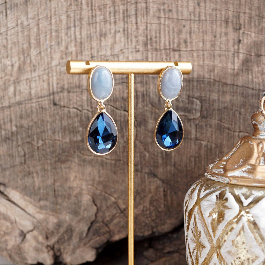 Moonlit Grace – Classic Teardrop Jeweled Statement Earrings