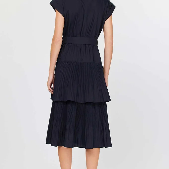 Melinda Tiered Midi Dress w/ Buckle
