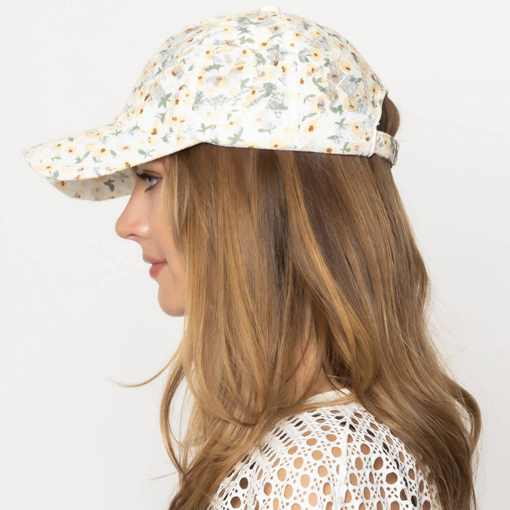 Lacey Floral Print Baseball Cap