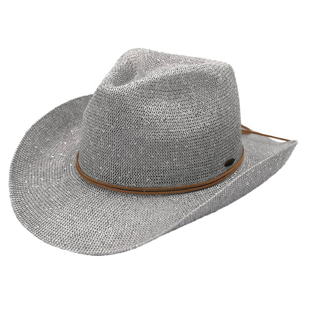 Sequin Cowboy Hat with Suede String