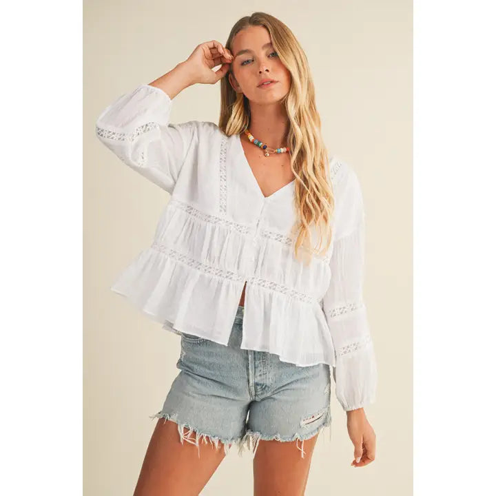 Summer Boho Cotton Breeze Tiered Blouse
