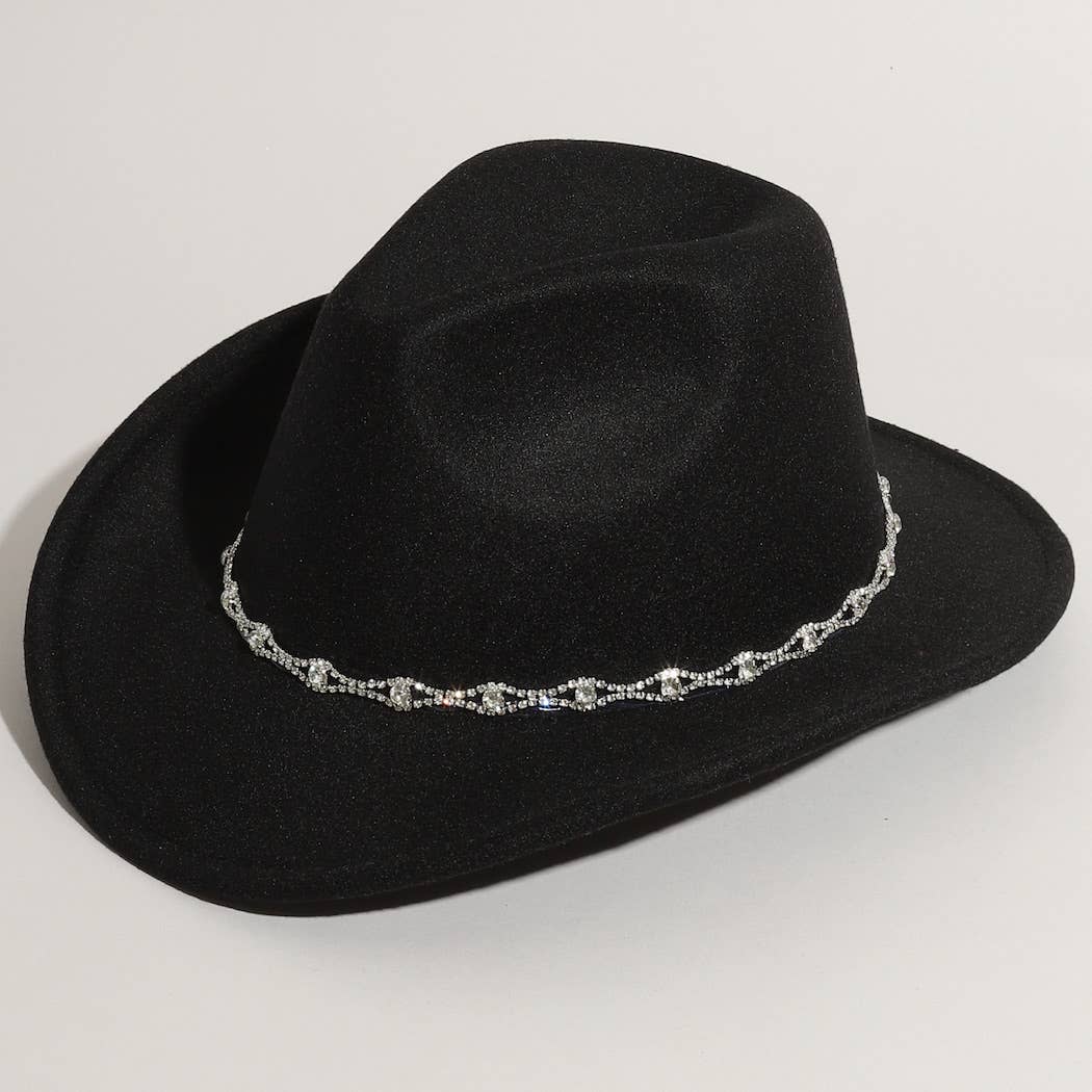 Rhinestone Decorative Solid Color Cowboy Hat