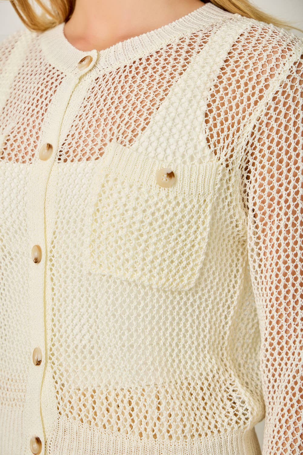 Cora Crochet Knit Sweater Cardigan