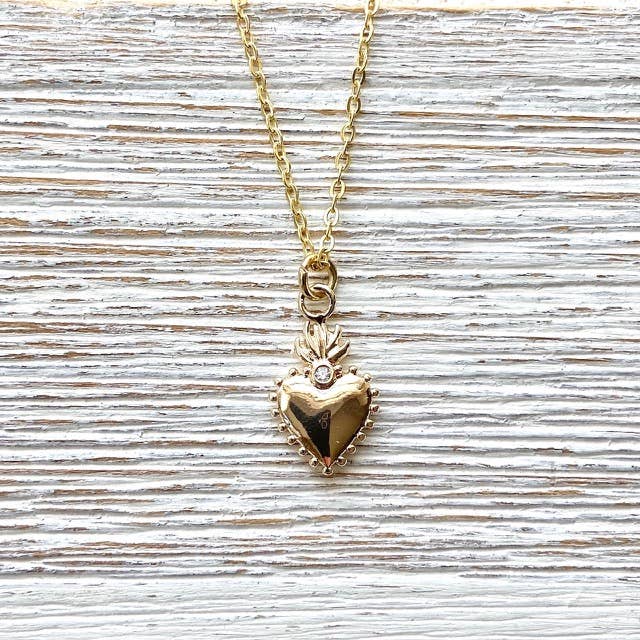 Dainty Flaming Heart Necklace