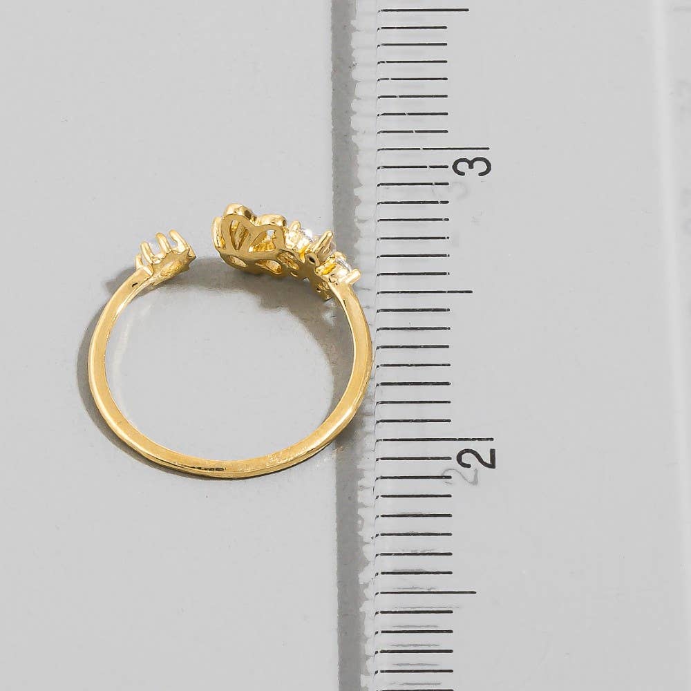 Cz Butterfly Flower Open Band Ring