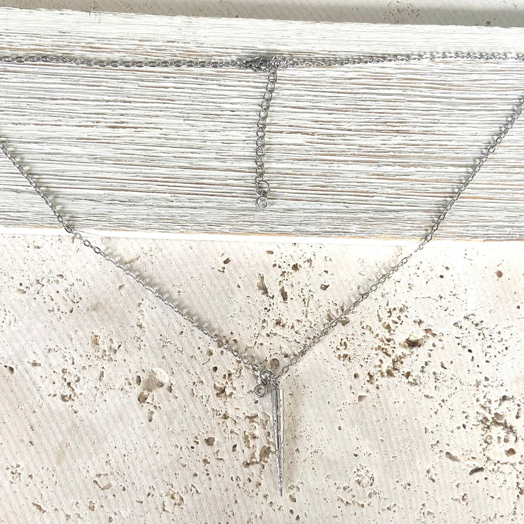 Spike Necklace w/ Clear Crystals