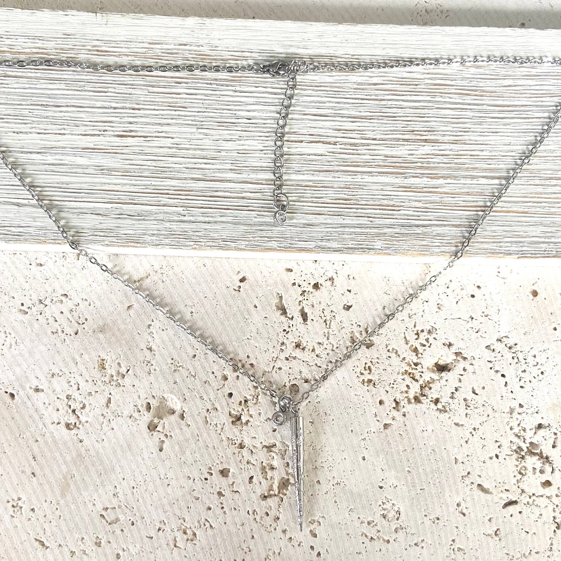 Spike Necklace w/ Clear Crystals