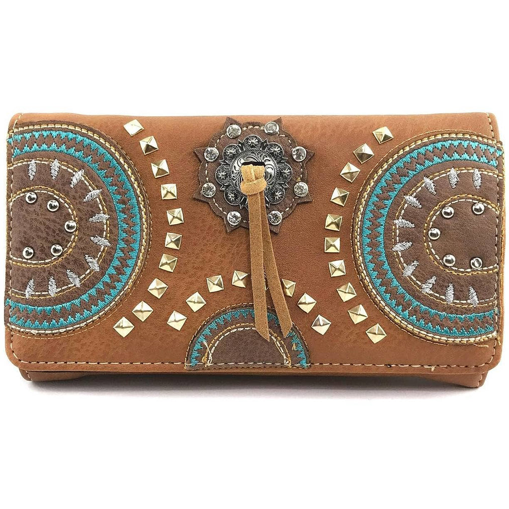 Medallion Concho Vintage Western Crossbody Wallet