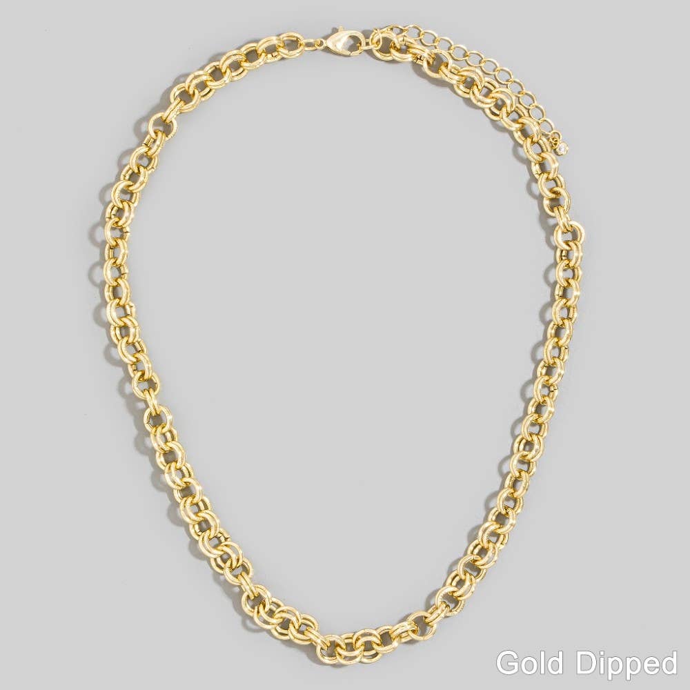 Double Rolo Chain Gold Dipped Chain Necklace