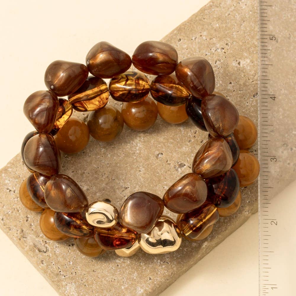Metallic And Marble Acrylic Beads Bracelet
