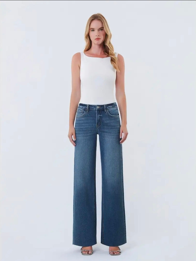LoverVet High-Rise Wide Leg Jeans (Blue) STYLE LV1134