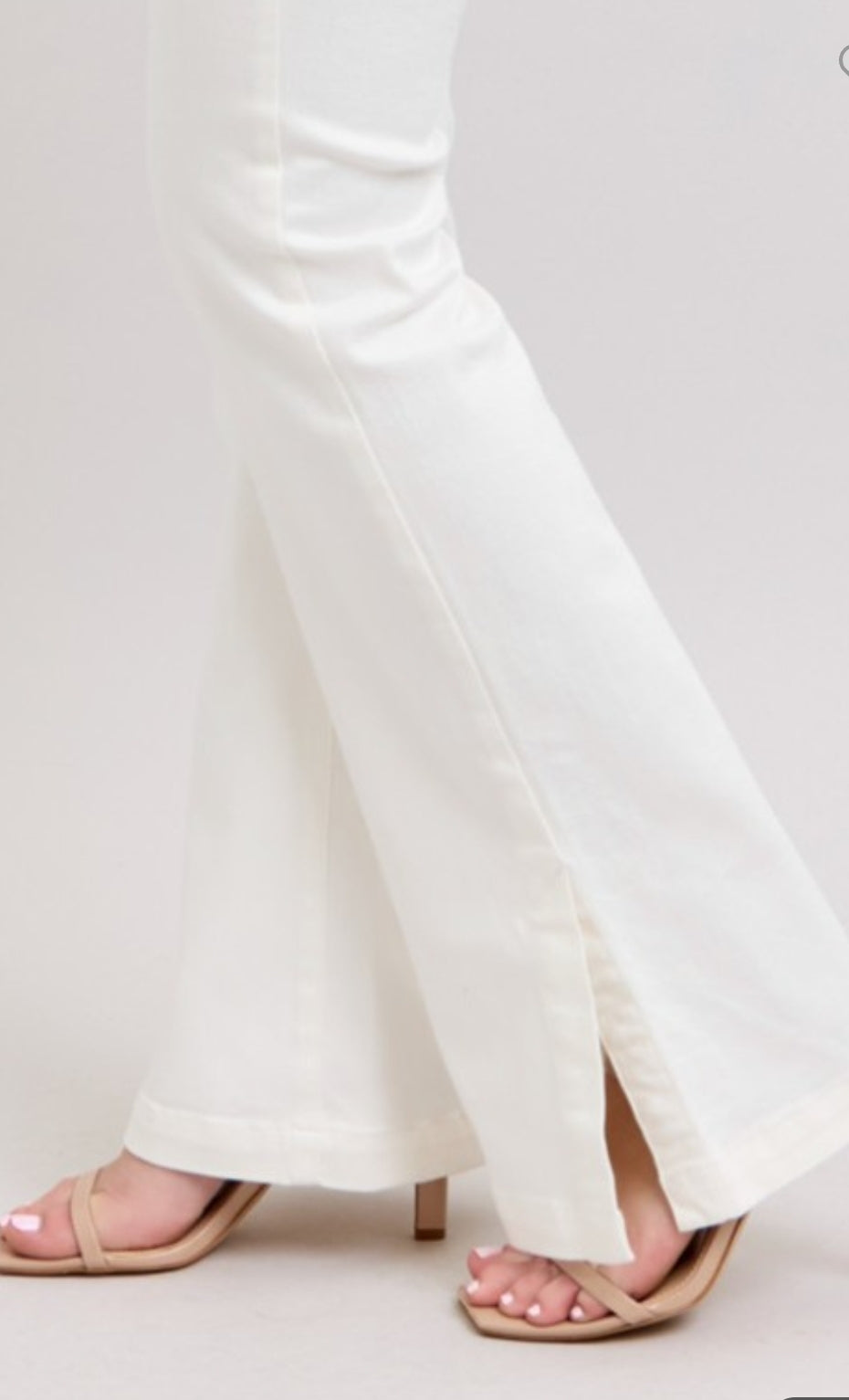 Judy Blue High-Waisted White Denim with Side Slit Flare