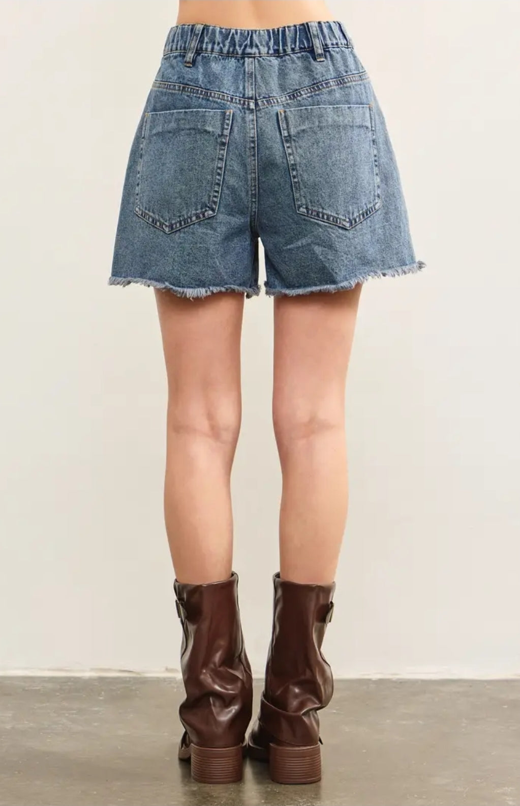 Juniper Denim Shorts - Medium Wash Cargo Style