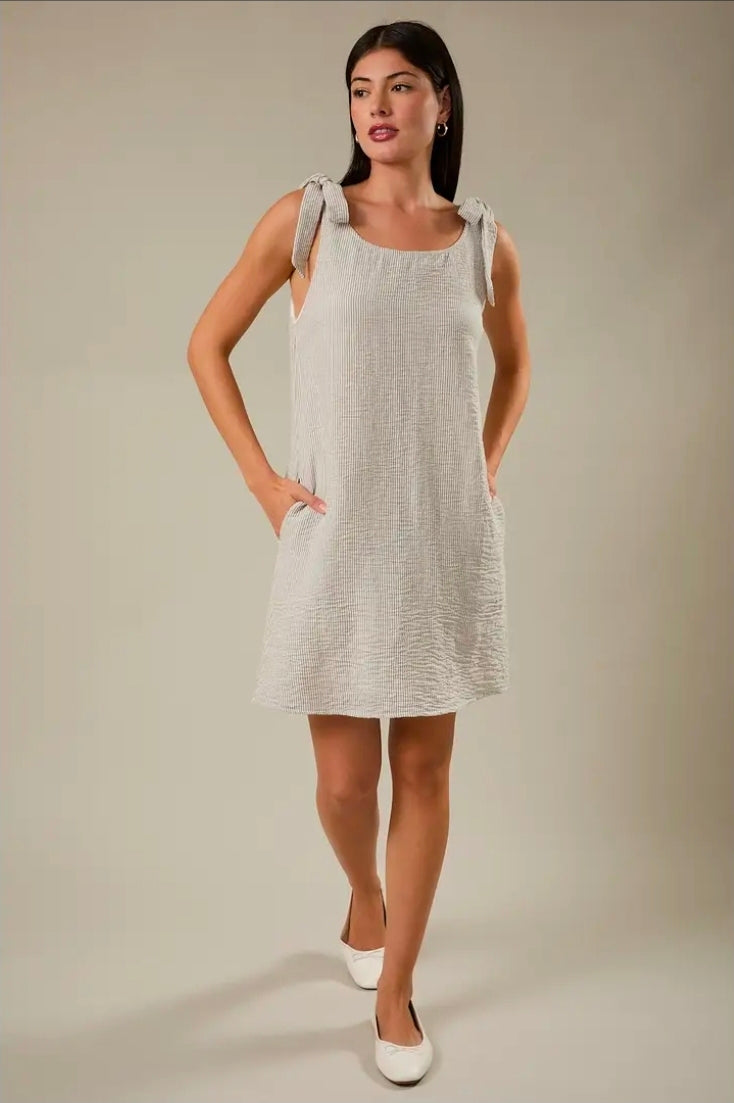 Summer Easy Style Shoulder Tie Dress