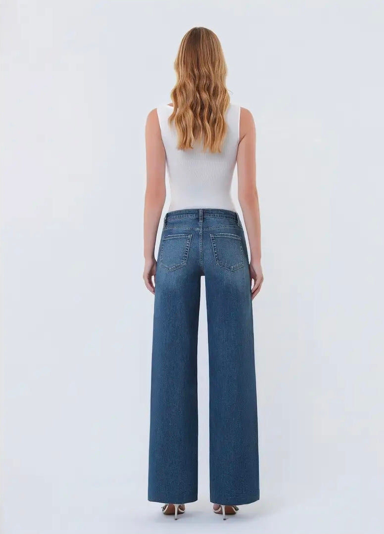 LoverVet High-Rise Wide Leg Jeans (Blue) STYLE LV1134