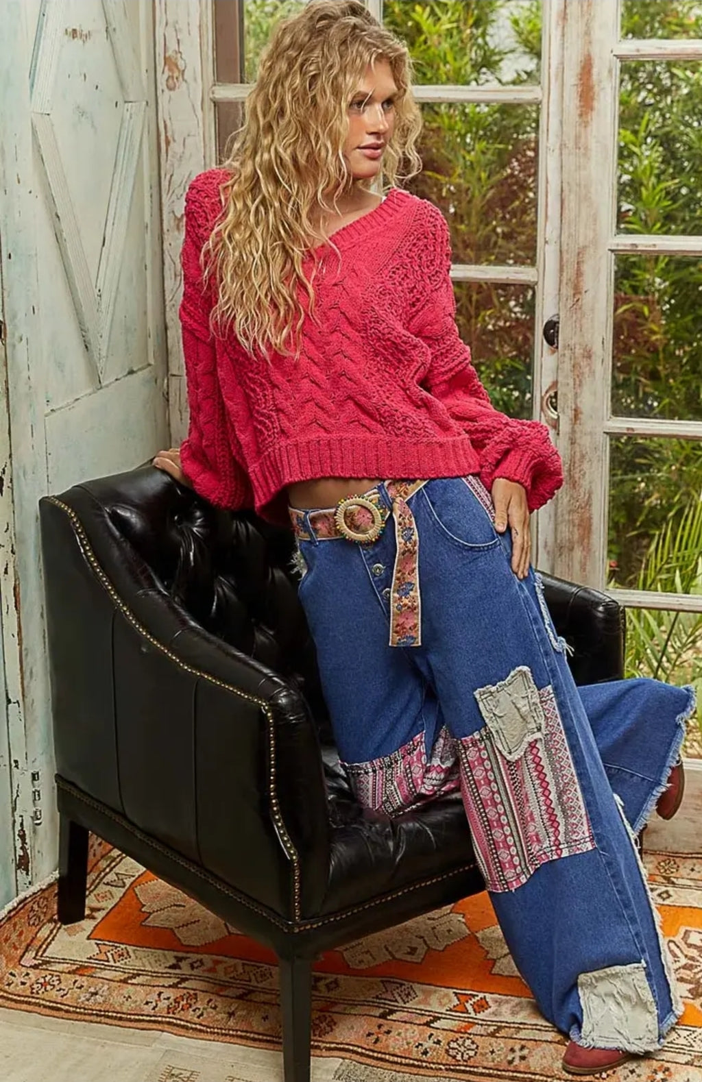 Cara by Pol Chenille V-Neck Sweater