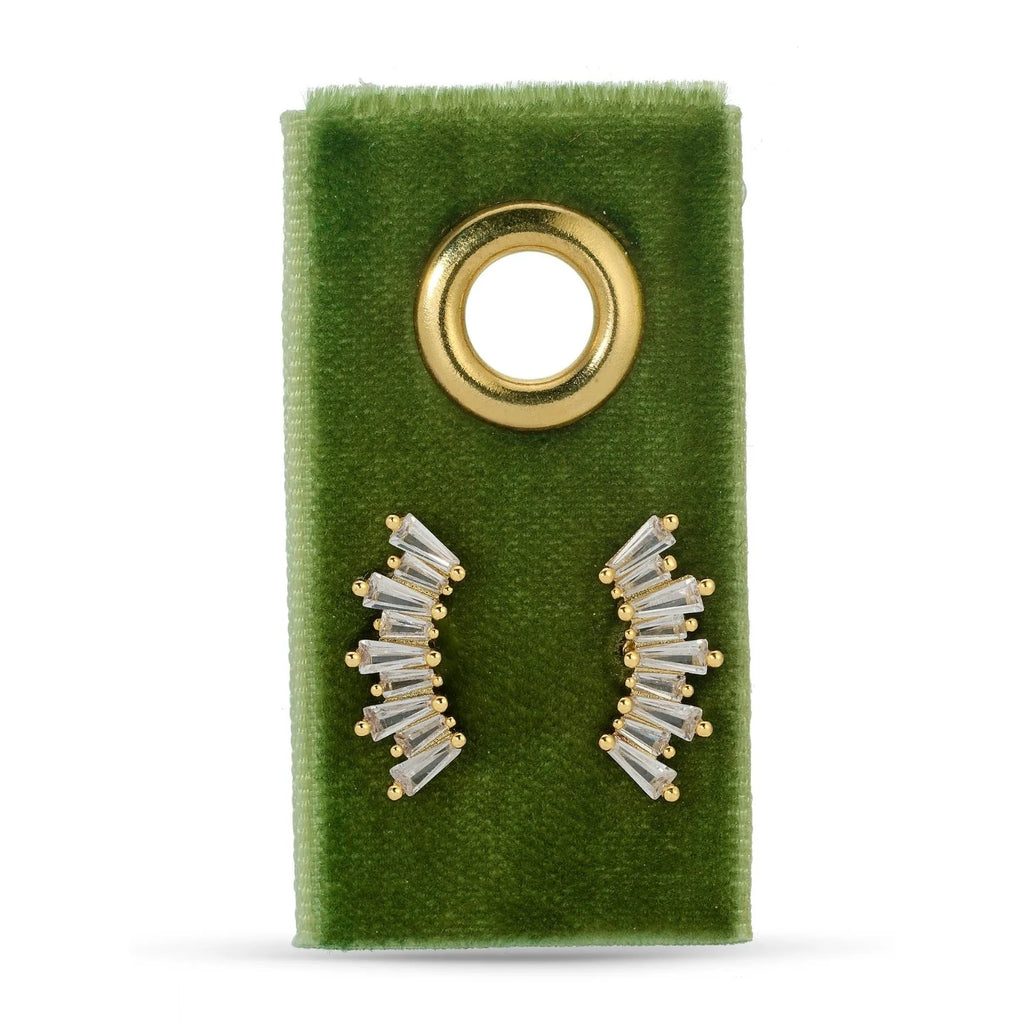 Splendid Iris Curved Baguette Studs