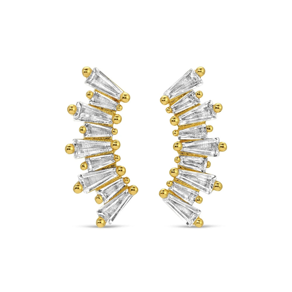 Splendid Iris Curved Baguette Studs