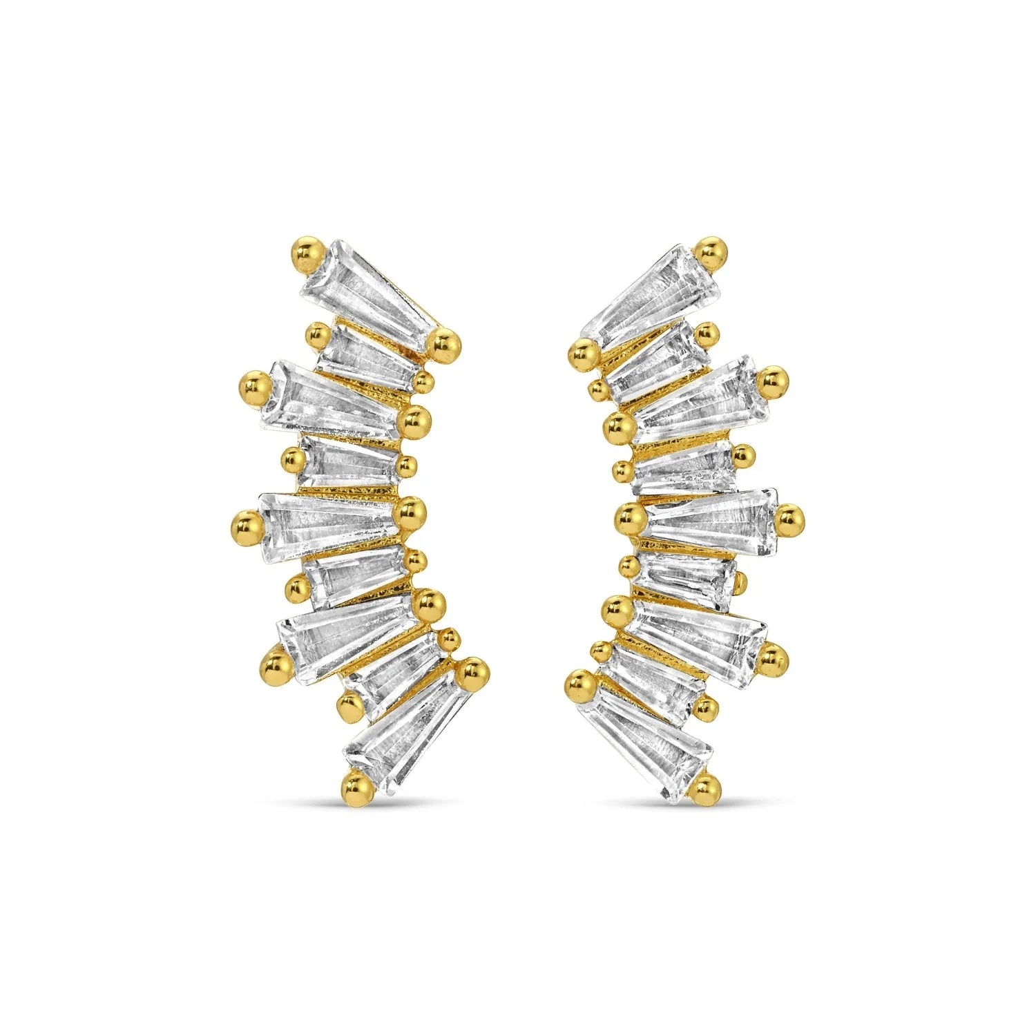 Splendid Iris Curved Baguette Studs