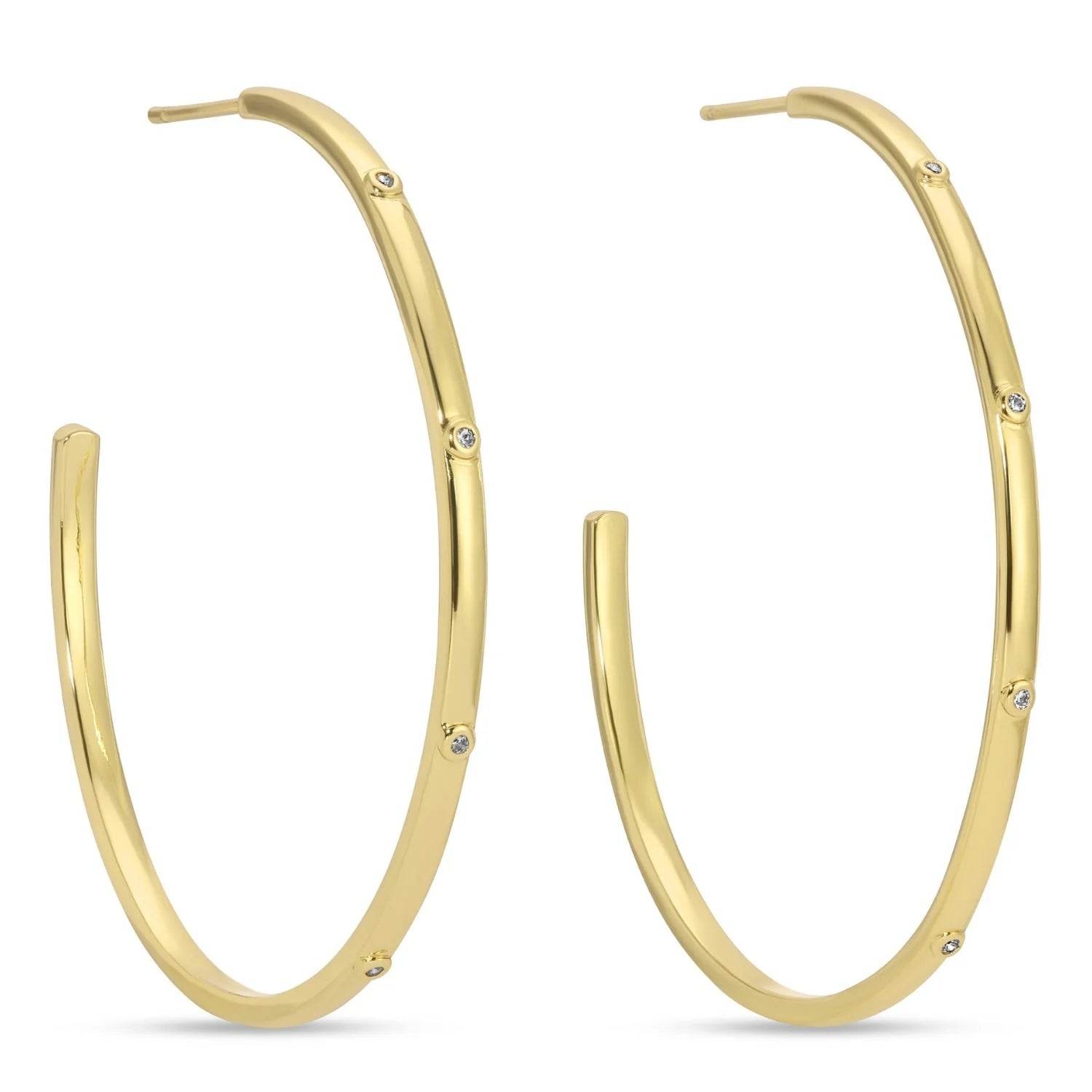 Splendid Iris CZ Accented Large Delicate Hoops