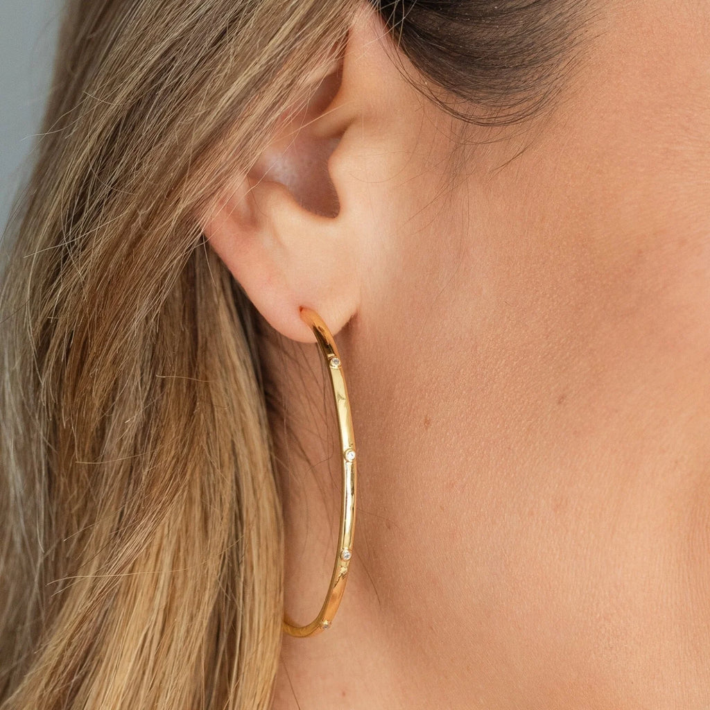 Splendid Iris CZ Accented Large Delicate Hoops