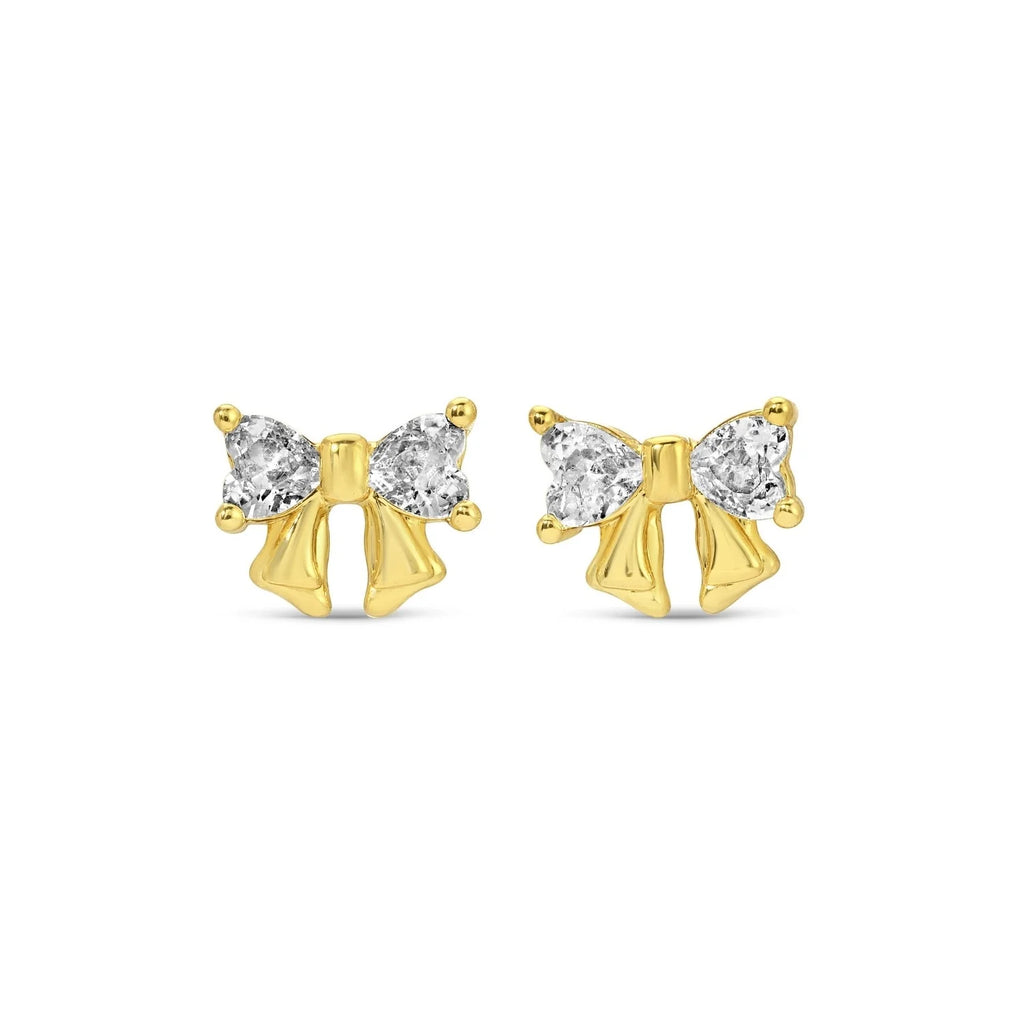 Splendid Iris CZ Bow Studs on Velvet Gift Tag