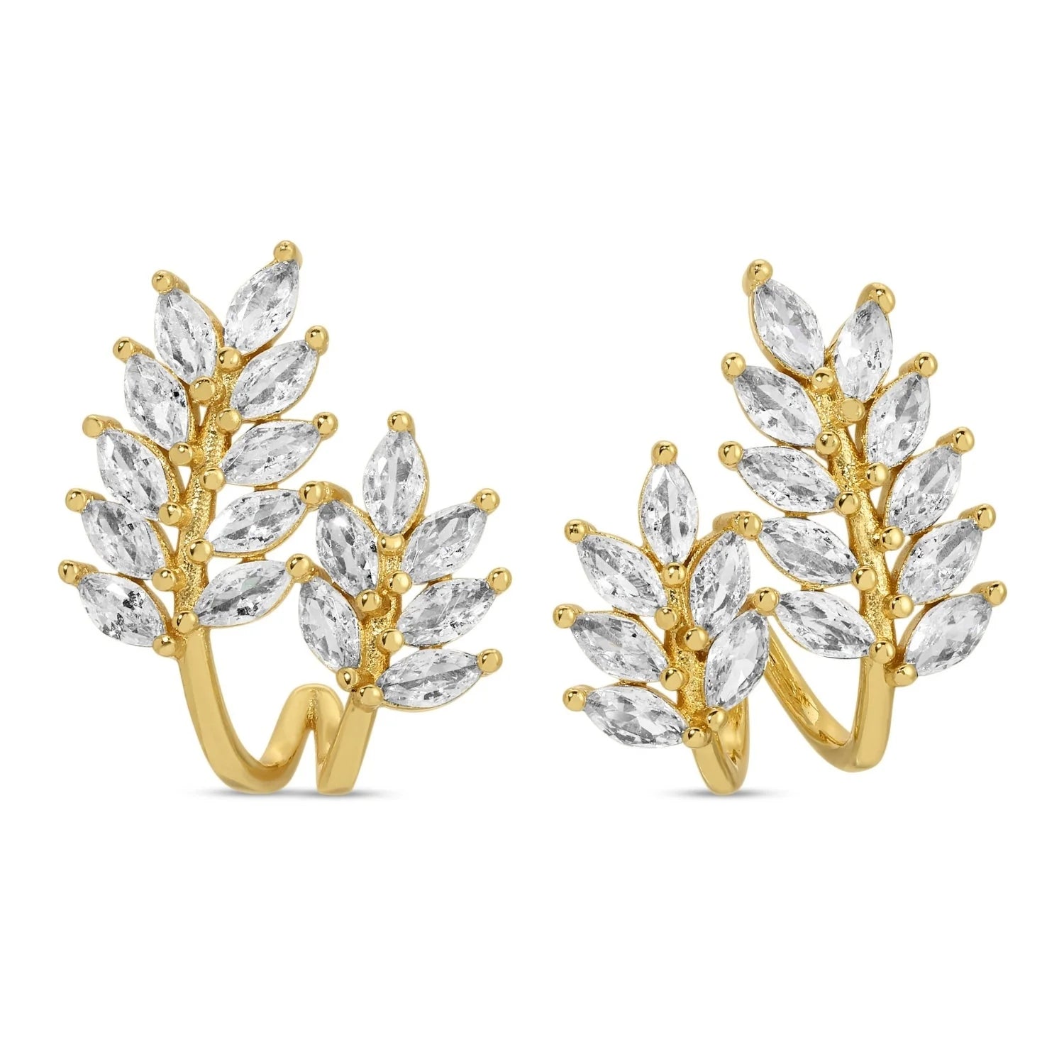 Splendid Iris Fun with Nature CZ Leaf Hoop Earrings