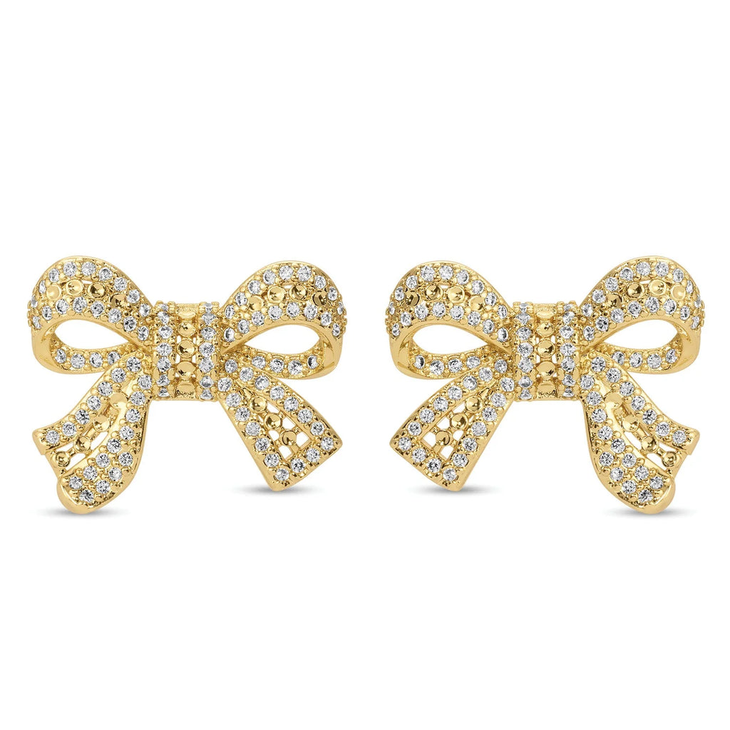 Splendid Iris Large Pave Bow Stud Earrings