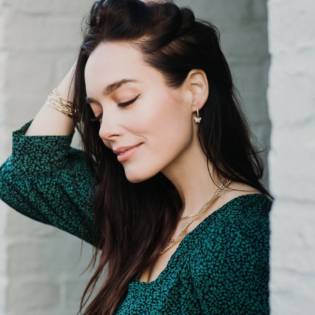 Splendid Iris Butterfly Pave Huggies