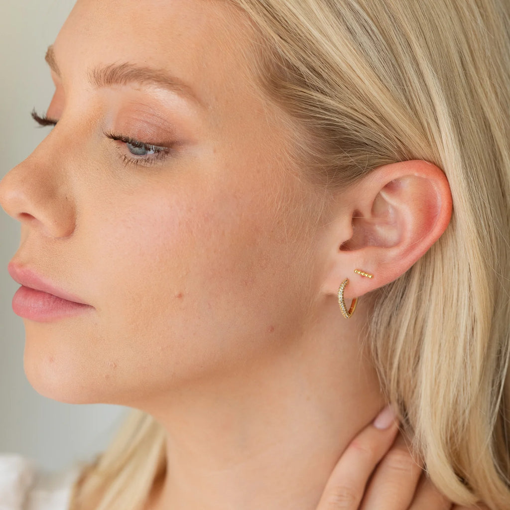 Splendid Iris Angled Pave Huggies