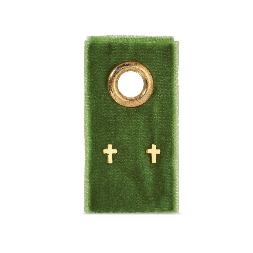 Splendid Iris Small Cross Studs on Velvet Gift Tag
