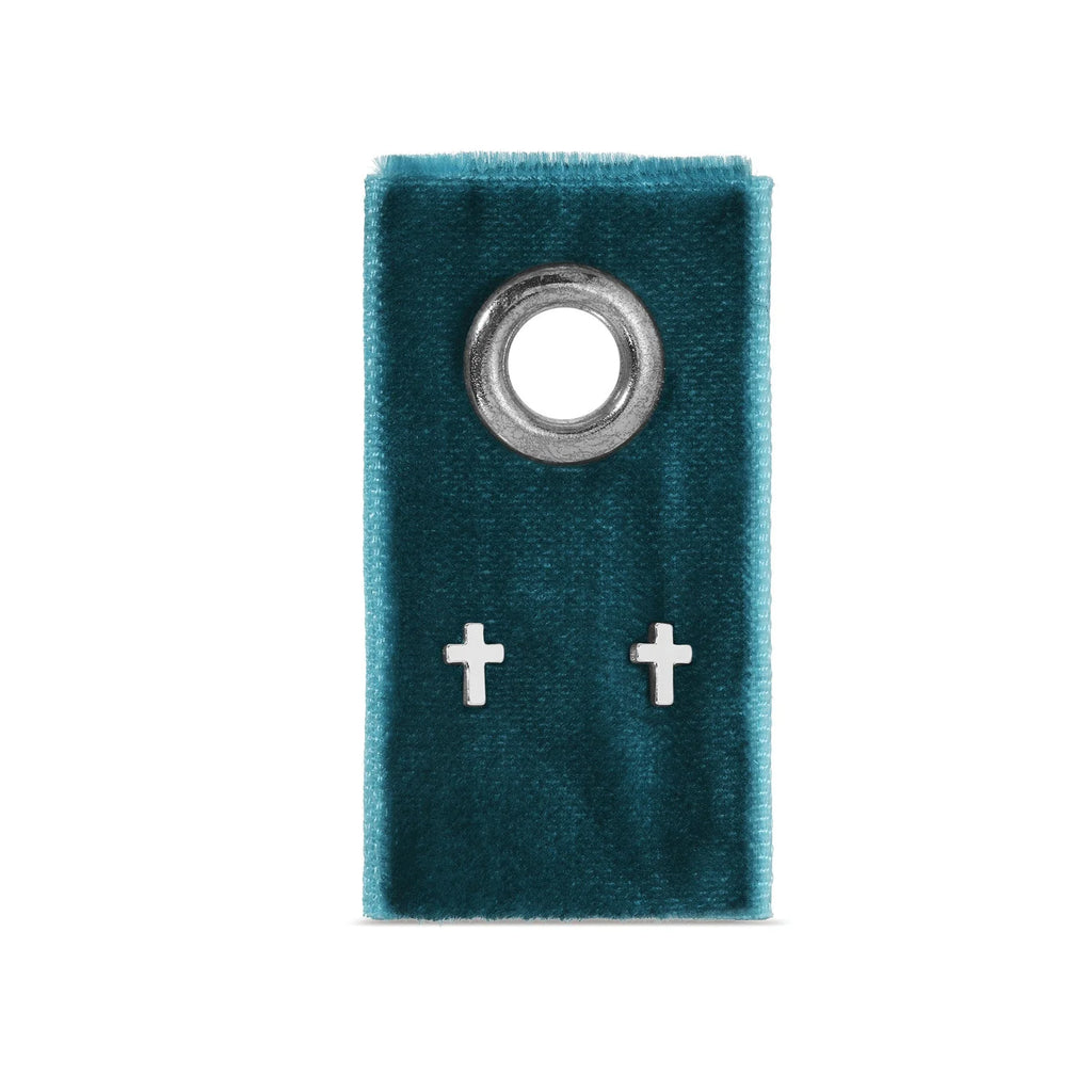 Splendid Iris Small Cross Studs on Velvet Gift Tag