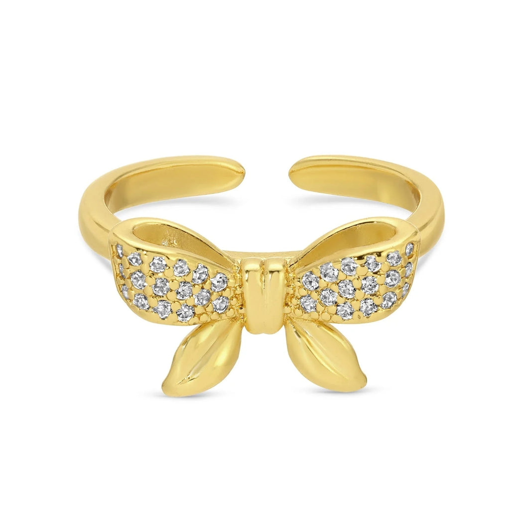 Splendid Iris Adjustable Pave Bow Ring