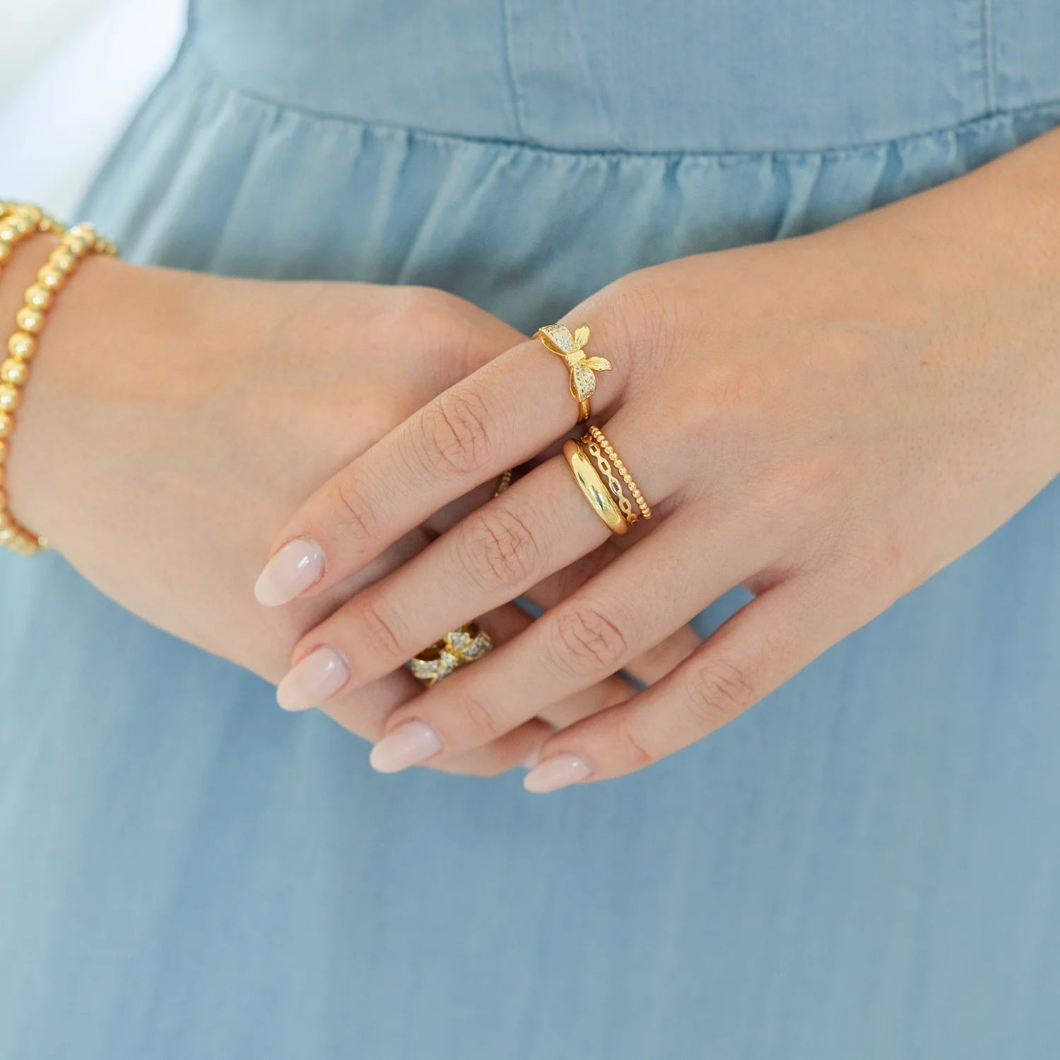 Splendid Iris Adjustable Pave Bow Ring