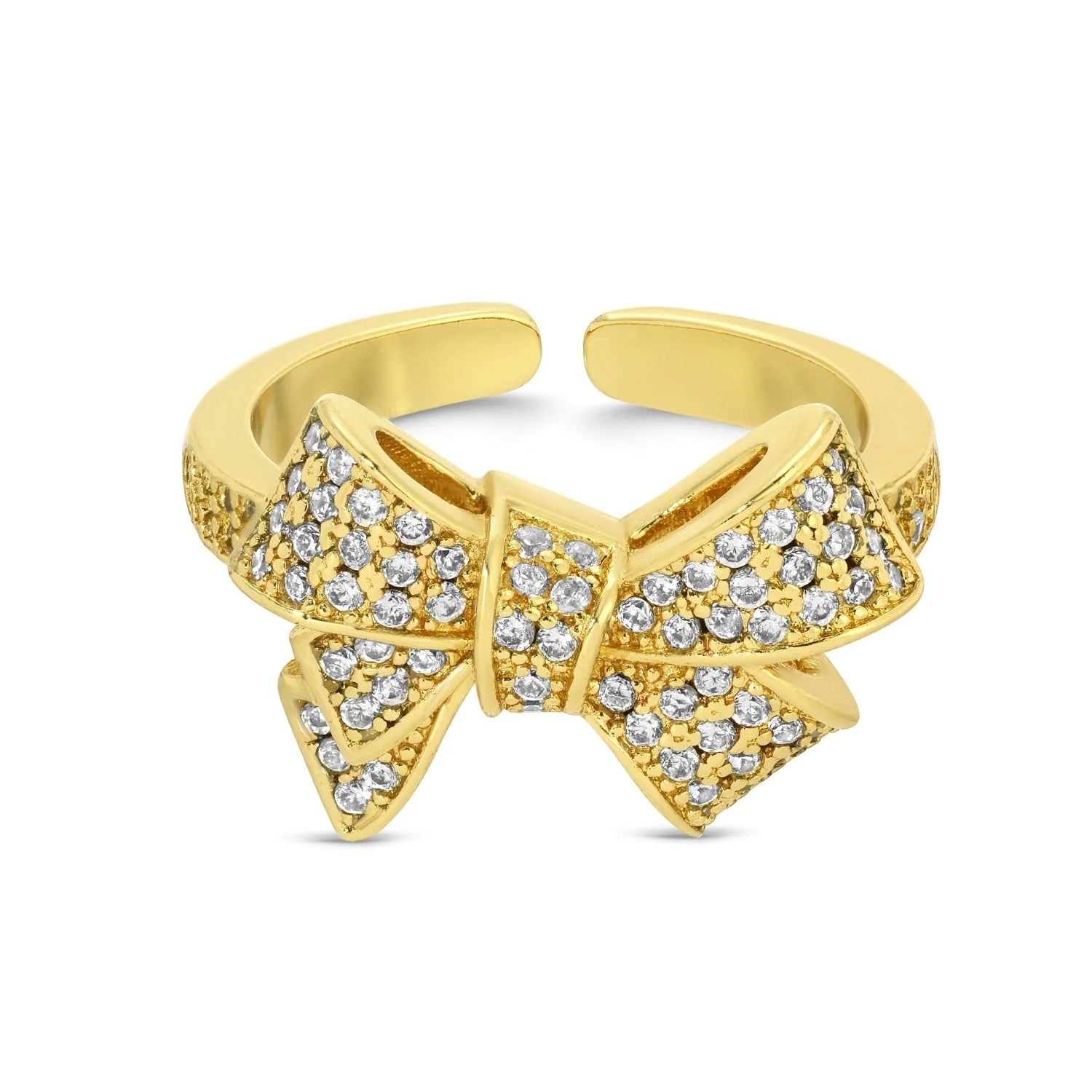 Splendid Iris Large Adjustable Pave Bow Ring